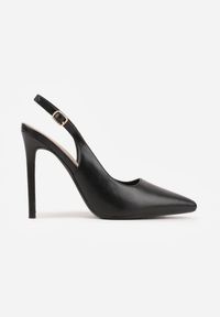 Renee - Czarne Szpilki VICES Slingback z Wkładką ze Skóry Naturalnej Zoretta. Zapięcie: sprzączka. Kolor: czarny. Materiał: skóra. Obcas: na szpilce. Styl: elegancki #9