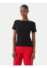 TOMMY HILFIGER - Tommy Hilfiger T-Shirt WW0WW49250 Czarny Slim Fit. Kolor: czarny. Materiał: bawełna #1