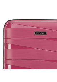 Wittchen - Duża walizka z polipropylenu z geometrycznymi tłoczeniami. Kolor: różowy. Materiał: guma. Wzór: geometria. Styl: elegancki #6