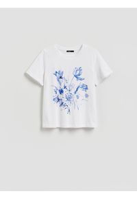 Reserved - Bawełniany t-shirt - biały. Kolor: biały. Materiał: bawełna #1