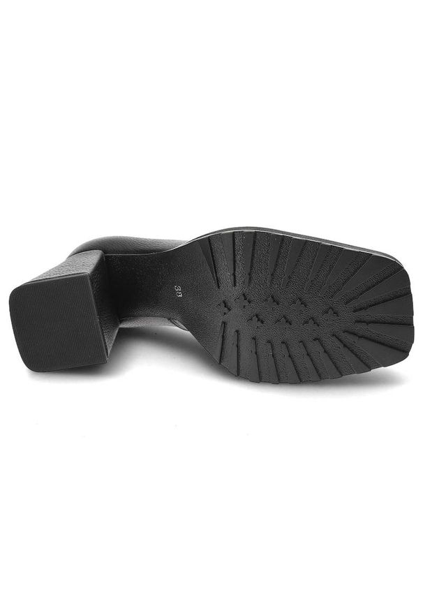 Czarne Półbuty Exquisite Eleganckie Skórzane Buty Damskie. Zapięcie: bez zapięcia. Kolor: czarny. Materiał: skóra. Szerokość cholewki: normalna. Wzór: aplikacja. Obcas: na obcasie. Styl: elegancki. Wysokość obcasa: średni