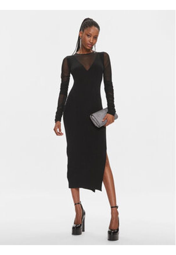 Pinko Sukienka dzianinowa Bergamotto 103019 A1KX Czarny Slim Fit. Kolor: czarny. Materiał: syntetyk