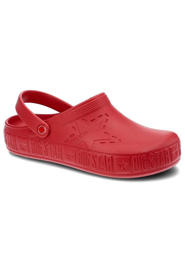 Big-Star - Czerwone Klapki Big Star Męskie Wodoodporne Buty. Okazja: na plażę, na spacer. Kolor: czerwony. Styl: wakacyjny