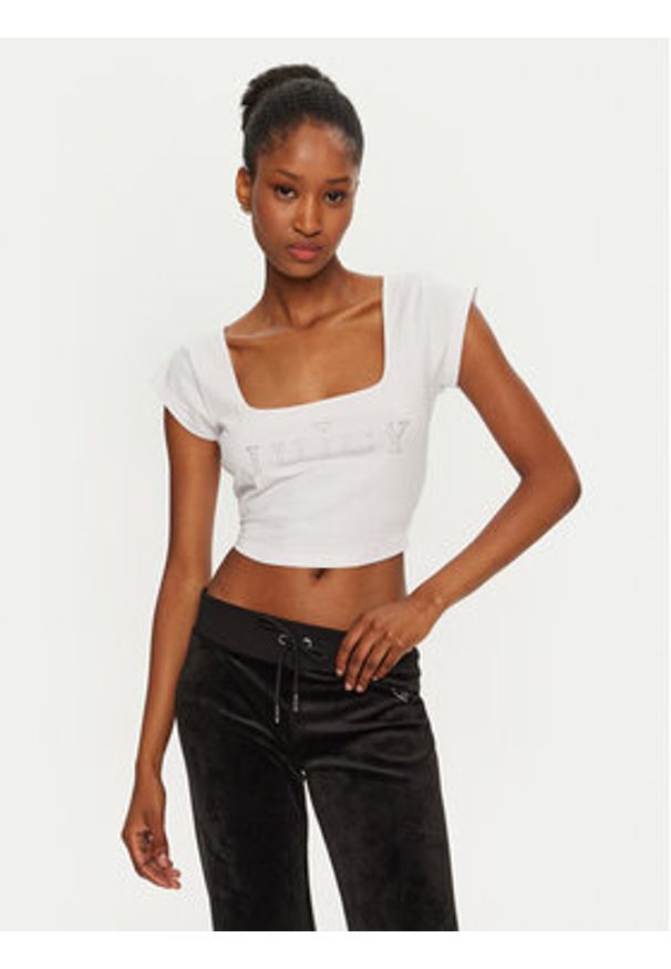 Juicy Couture Bluzka Regal JCBCT224831 Biały Slim Fit. Kolor: biały. Materiał: bawełna