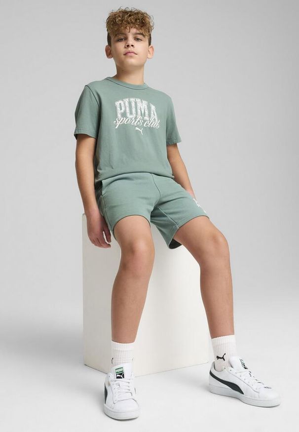 Puma - Młodzieżowa koszulka PUMA Class z grafiką PUMA Aquatic Green. Kolor: zielony. Materiał: guma. Wzór: nadruk
