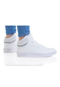 Adidas - Buty adidas Hoops Mid 3.0 K GW0401 białe. Okazja: na co dzień. Kolor: biały. Materiał: syntetyk. Szerokość cholewki: normalna