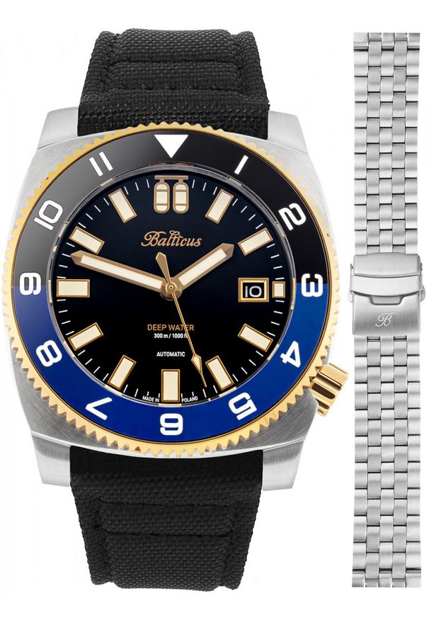 BALTICUS - Zegarek męski Balticus BAL-DWOBBG-P czarny. Kolor: czarny