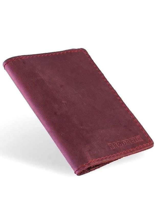 Skórzany cienki portfel slim wallet BRODRENE SW05 czerwony. Kolor: czerwony. Materiał: skóra