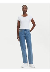 Calvin Klein Jeans T-Shirt LV047C200G Biały Slim Fit. Kolor: biały. Materiał: bawełna