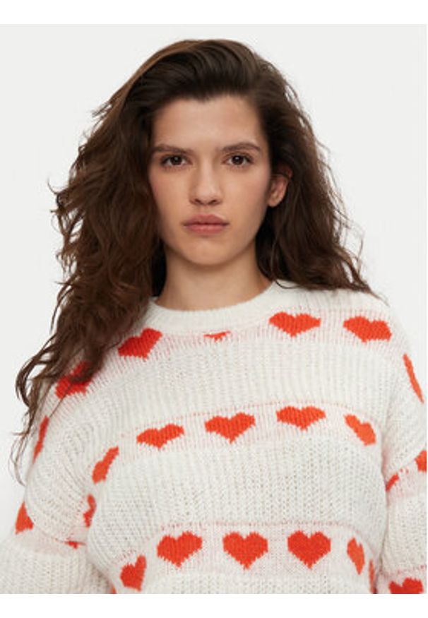 Pieces Sweter Nove 17152014 Écru Regular Fit. Materiał: syntetyk