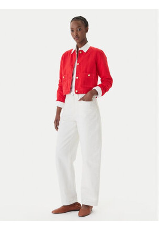 TOMMY HILFIGER - Tommy Hilfiger Kurtka jeansowa WW0WW48591 Pomarańczowy Regular Fit. Kolor: pomarańczowy. Materiał: bawełna