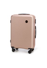 Wittchen - Średnia walizka z ABS-u w ukośne paski pudrowy róż. Kolor: różowy. Materiał: guma. Wzór: paski. Styl: elegancki #10
