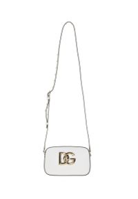 DOLCE & GABBANA - Biała mini torebka ze złotym logo. Kolor: biały #3