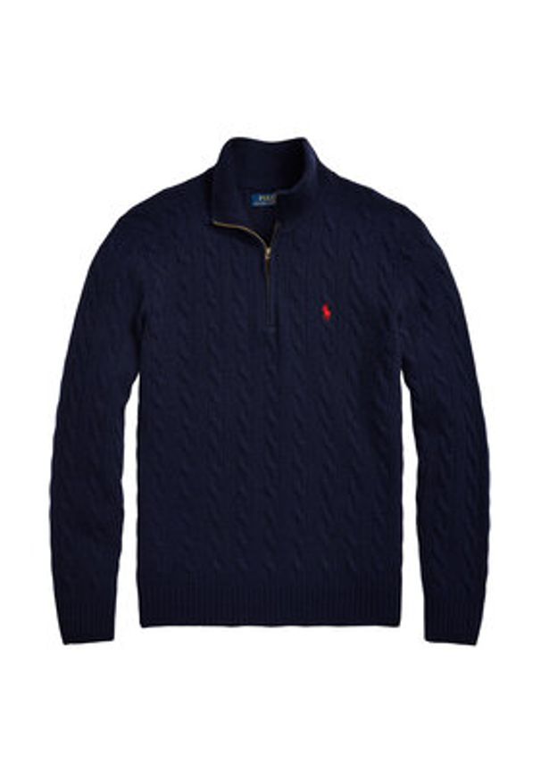 Polo Ralph Lauren Sweter 710876766002 Granatowy Regular Fit. Typ kołnierza: polo. Kolor: niebieski. Materiał: wełna