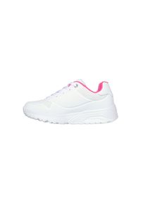 skechers - Buty na co dzień młodzieżowe SKECHERS UNO LITE zdobienie w serca i gwiazdy. Okazja: na co dzień. Kolor: biały, wielokolorowy. Wzór: aplikacja. Model: Skechers Sport. Sport: turystyka piesza