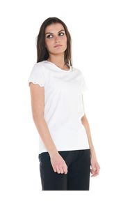 LEONE 1947 APPAREL - Damska koszulka w kolorze czarno-białym. Kolor: biały. Materiał: tkanina. Sport: fitness