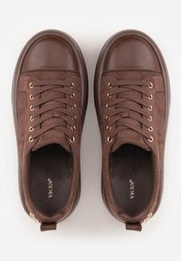 Born2be - Brązowe Sneakersy VICES na Grubej Podeszwie z Napisem Zelka. Okazja: na co dzień. Kolor: brązowy. Wzór: napisy. Obcas: na platformie #5
