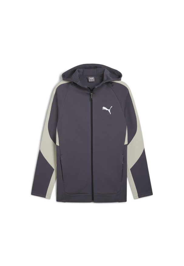 Puma - Męska rozpinana bluza z kapturem EVOSTRIPE PUMA Galactic Gray. Typ kołnierza: kaptur. Kolor: szary. Materiał: materiał