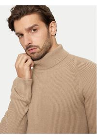 Jack & Jones Golf Pannel 12258472 Beżowy Regular Fit. Typ kołnierza: golf. Kolor: beżowy. Materiał: bawełna, syntetyk #3