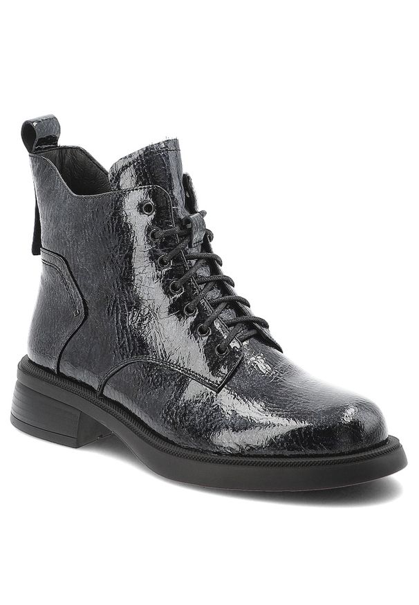 Niebieskie Botki S.Barski Ocieplane Buty Damskie. Okazja: na co dzień. Zapięcie: sznurówki. Kolor: niebieski. Obcas: na obcasie. Styl: casual, klasyczny. Wysokość obcasa: średni