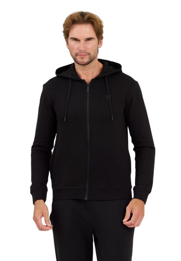 Guess - GUESS Czarna bluza z kapturem Hooded Sweatshirt. Typ kołnierza: kaptur. Kolor: czarny