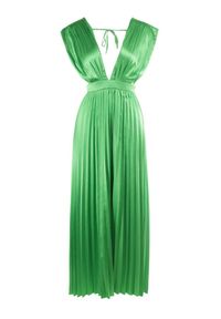 Born2be - Zielona Sukienka Aedice. Typ kołnierza: dekolt w kształcie V. Kolor: zielony. Długość rękawa: na ramiączkach. Typ sukienki: rozkloszowane. Styl: elegancki. Długość: maxi #6