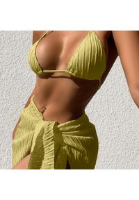 Intica - Strój kąpielowy prążkowany na plażę i basen Jerry. Kolor: żółty. Materiał: prążkowany