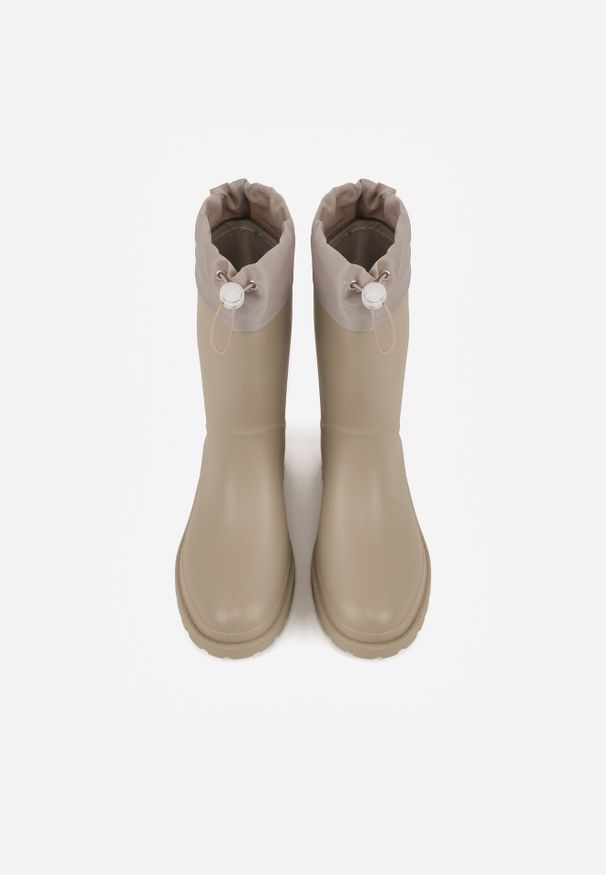 Born2be - Szare Kalosze ze Stoperem na Cholewce Eunosa. Okazja: na co dzień. Kolor: szary. Materiał: jeans. Szerokość cholewki: normalna. Styl: casual, elegancki