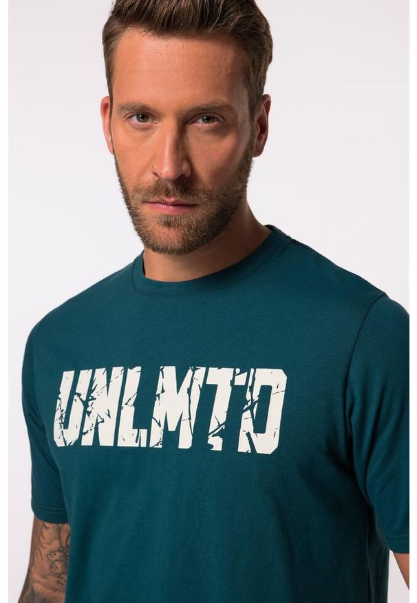JAY-PI - Męski T-shirt rękaw 1/2 fitness nadruk UNLMTD szybkoschnący do roz. 7 XL. Kolekcja: plus size. Kolor: zielony, niebieski, wielokolorowy. Materiał: materiał, poliester, bawełna. Wzór: nadruk. Sport: fitness
