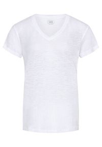 Lee T-Shirt V Neck Tee L41JENLJ 112108997 Biały Regular Fit. Kolor: biały. Materiał: lyocell
