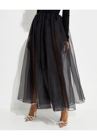 MACH&MACH - Czarna spódnica midi z jedwabiu. Kolor: czarny. Materiał: jedwab #1