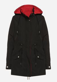 Born2be - Czarna Kurtka Parka Dwustronna Ozdobiona Guzikami przy Rękawach Mivanea. Kolor: czarny. Materiał: jeans. Długość rękawa: długi rękaw. Długość: długie. Wzór: aplikacja. Sezon: zima, jesień. Styl: klasyczny, elegancki #7