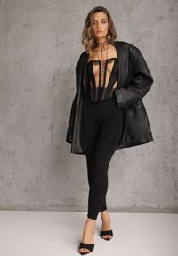 Renee - Czarne Casualowe Legginsy High Waist z Pasem Wspierającym Linię Talii Azivera. Okazja: na co dzień. Stan: podwyższony. Kolor: czarny. Styl: casual #1