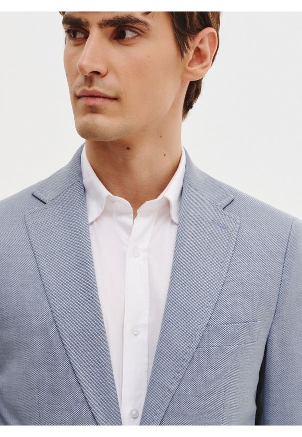 Pako Lorente - PAKO LORENTE – Niebieska marynarka męska. Kolor: niebieski. Materiał: poliester, wiskoza, elastan. Wzór: gładki. Sezon: wiosna