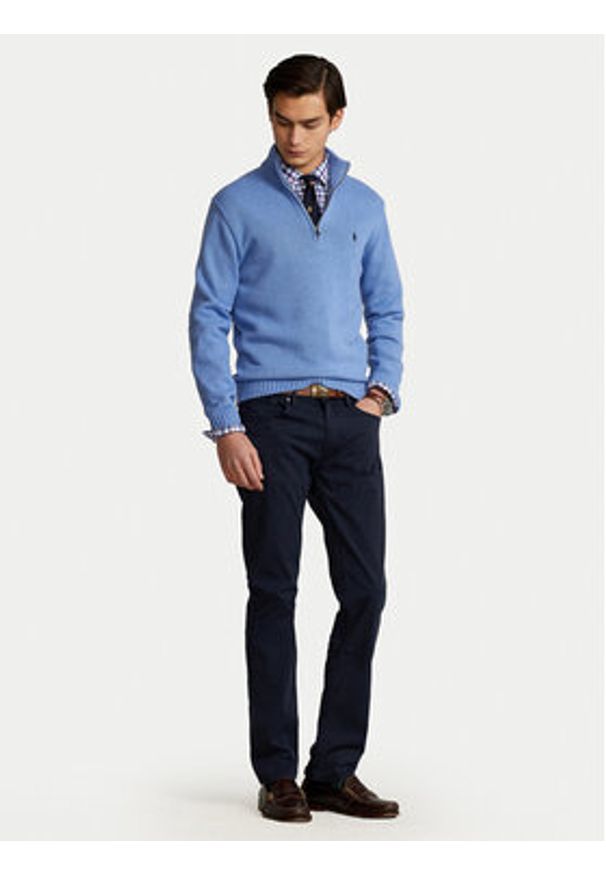 Polo Ralph Lauren Sweter 710859939005 Niebieski Regular Fit. Typ kołnierza: polo. Kolor: niebieski. Materiał: bawełna