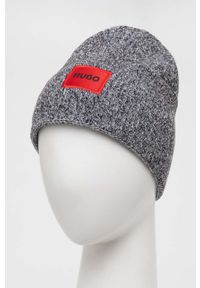 Hugo - HUGO czapka wełniana kolor szary z cienkiej dzianiny wełniana. Kolor: szary. Materiał: wełna, dzianina #2