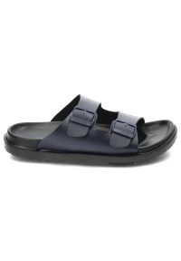 Big-Star - Granatowe Klapki Big Star Wsuwane Obuwie Męskie. Okazja: na co dzień, na plażę. Kolor: niebieski. Materiał: materiał. Sezon: lato. Styl: elegancki, casual, klasyczny, sportowy #2