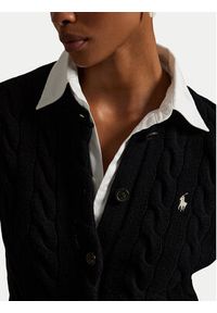 Polo Ralph Lauren Kardigan 211972104005 Czarny Slim Fit. Typ kołnierza: polo. Kolor: czarny. Materiał: wełna #3