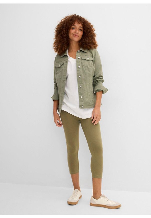 bonprix - Legginsy rybaczki (2 pary w opak.). Okazja: na co dzień. Kolor: zielony. Styl: casual