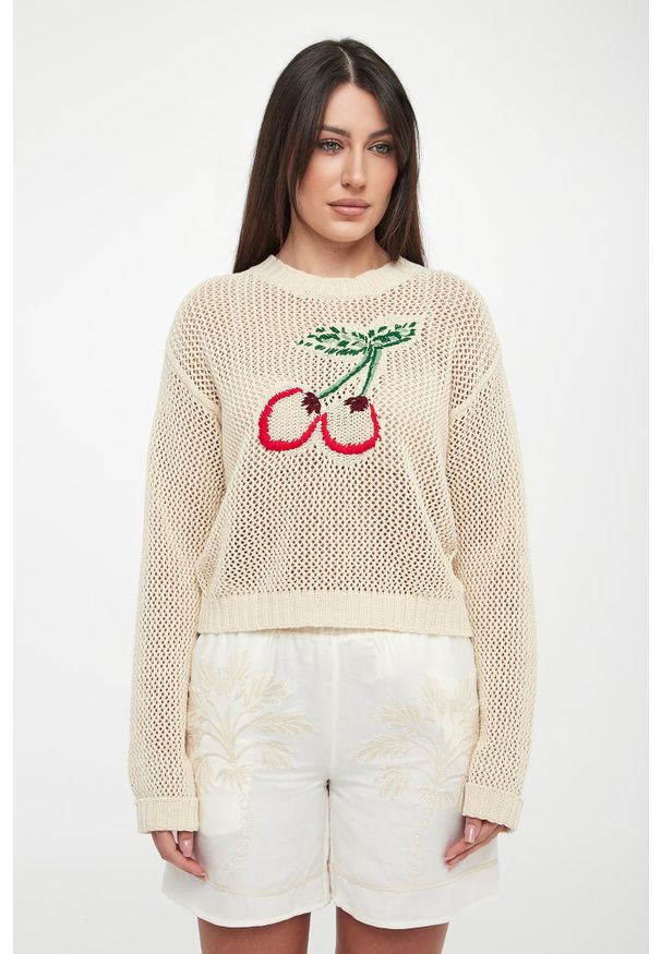 Twinset Milano - Sweter damski ażurowy TWINSET. Wzór: ażurowy