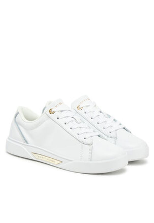 TOMMY HILFIGER - Tommy Hilfiger Sneakersy Chic Court Sneaker FW0FW08642 Biały. Kolor: biały. Materiał: skóra