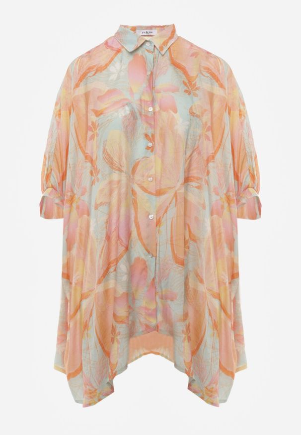 Born2be - Pomarańczowa Oversizowa Koszula z Bawełną o Kroju Typu Nietoperz Nyletia. Okazja: na co dzień. Typ kołnierza: kołnierzyk klasyczny. Kolor: pomarańczowy. Materiał: bawełna. Sezon: wiosna, lato. Styl: elegancki, klasyczny, casual