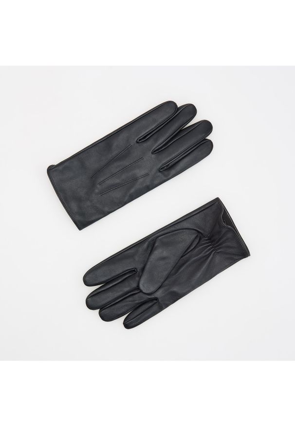 Reserved - Skórzane rękawiczki - Czarny. Kolor: czarny. Materiał: skóra