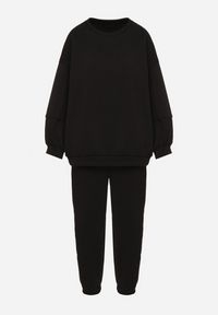 Born2be - Czarny Komplet Dresowy Bluza i Joggery Podszyte Polarem Zibea. Kolor: czarny. Materiał: polar, dresówka #6