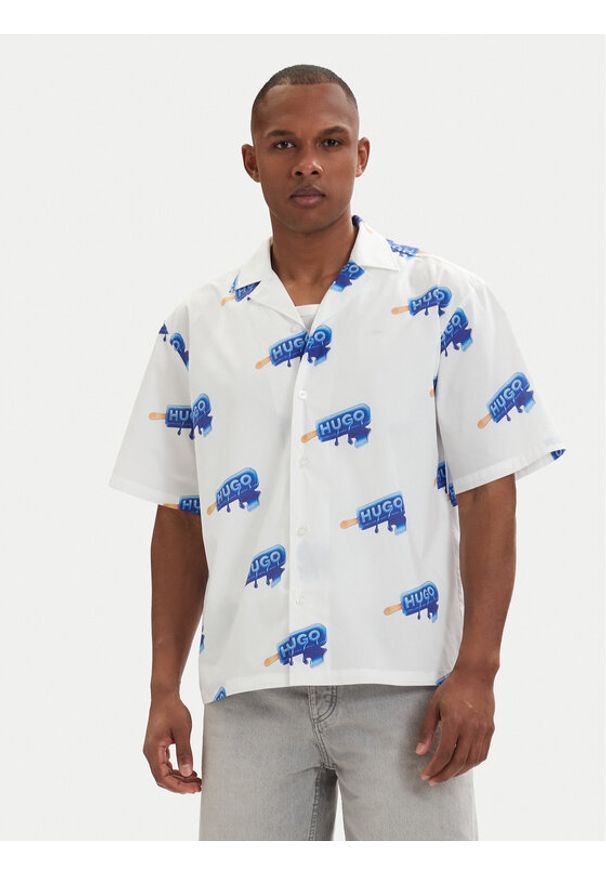 Hugo - HUGO Koszula Eligino 50561691 Biały Relaxed Fit. Kolor: biały. Materiał: bawełna