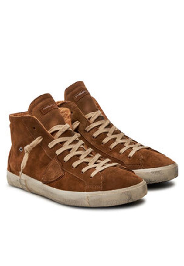 Philippe Model Sneakersy PRHU DF03 Brązowy. Kolor: brązowy. Materiał: skóra, zamsz
