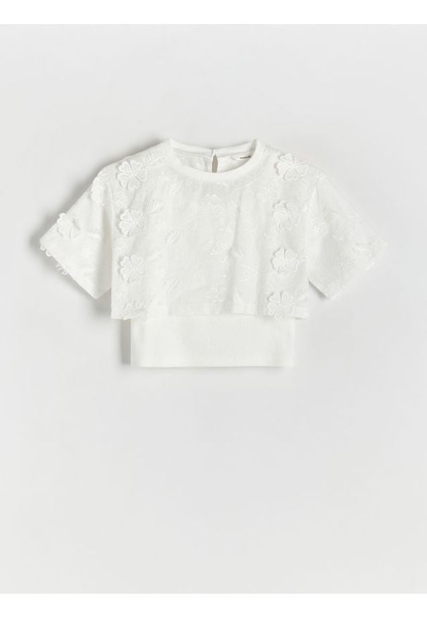 Reserved - Dwuwarstowa bluzka - złamana biel. Materiał: bawełna, dzianina