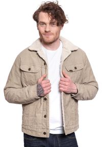 Lee - KURTKA ZIMOWA LEE SHERPA JACKET BEIGE L87AQM97 112122866. Materiał: bawełna, jeans, materiał, sztruks. Wzór: jednolity, kolorowy, nadruk. Sezon: zima. Styl: sportowy, elegancki, klasyczny, vintage #4