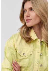 Patrizia Pepe kurtka jeansowa damska kolor zielony przejściowa. Okazja: na co dzień. Kolor: zielony. Materiał: jeans. Wzór: gładki. Styl: casual #5