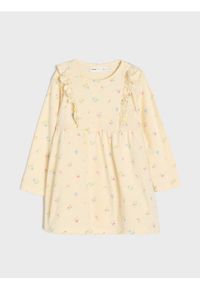 Sinsay - Bawełniana sukienka w kwiaty - kremowy. Kolor: kremowy. Materiał: bawełna. Wzór: kwiaty #1